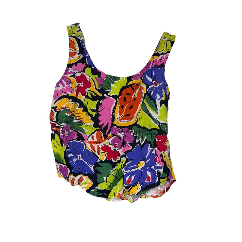 VINTAGE Rumours Tropical Floral Fruit 2 Piece Set Womens S 5/6 Multicolor